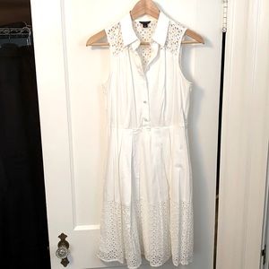 Ann Taylor Sleeveless White Eyelet Shirtdress - 4